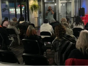 Audience watching a guest comedian